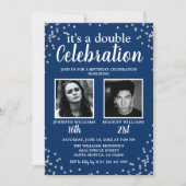 Invitation de photo d'anniversaire conjoint Bleu A (Devant)