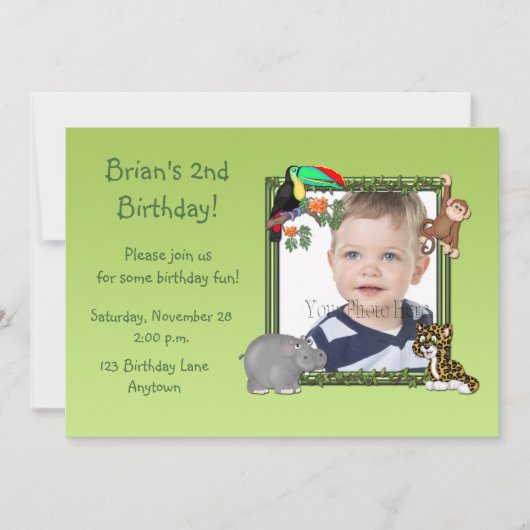 Invitation de photo d'anniversaire d'animaux de (Devant)