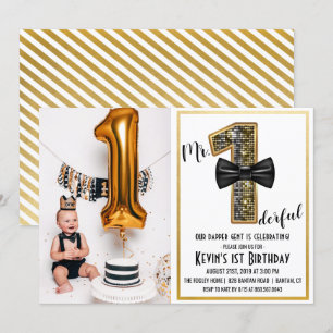 Invitation de photo d'anniversaire de 1ère année d