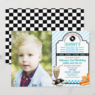 Invitation de photo d'anniversaire de diner rétro