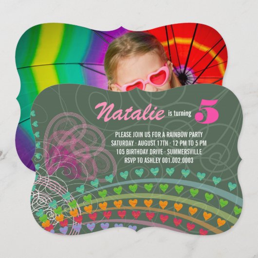 Invitation de photo d'anniversaire de fille de coe (Devant / Derrière)