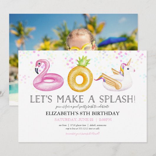 Invitation de photo d'anniversaire de flotteur de (Devant / Derrière)