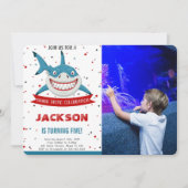 Invitation de photo d'anniversaire de requin modif (Devant)