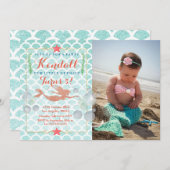 Invitation de photo d'anniversaire de sirène (Devant / Derrière)