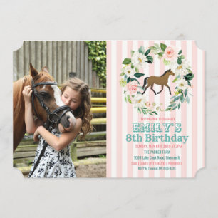 Invitation de photo d'anniversaire florale de chev