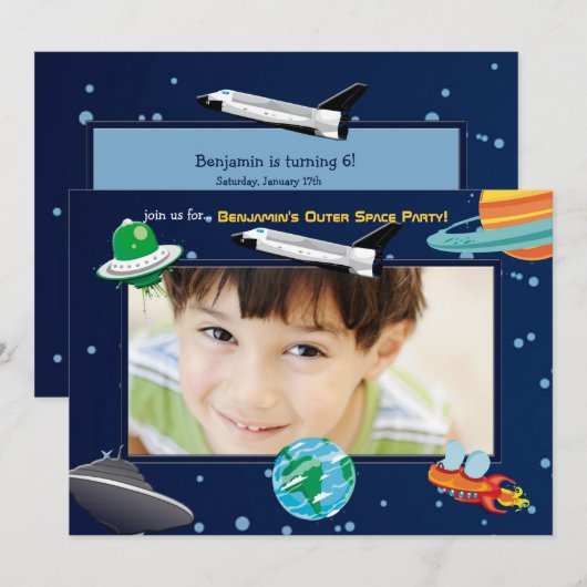 Invitation de photo d'aventure de l'espace (Devant / Derrière)