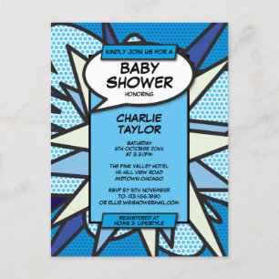 Invitation de Photo de Baby Shower de Comic Book P