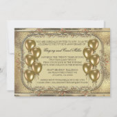 Invitation de photo de ballon d'anniversaire d'or (Dos)
