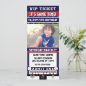 Invitation de photo de billet de BASEBALL bleu et (Debout devant)