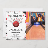 Invitation de photo de bowling modifiable noir (Devant)