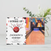 Invitation de photo de bowling modifiable noir (Debout devant)