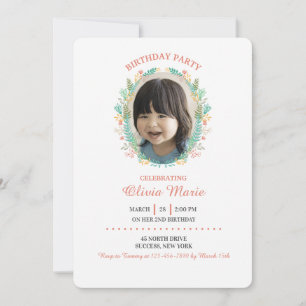Invitation de photo de cadre de petite fleur