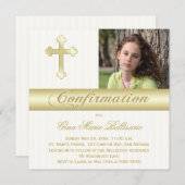 Invitation de photo de confirmation d'or blanc (Devant / Derrière)
