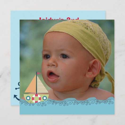 Invitation de photo de fête d'anniversaire de (Devant / Derrière)