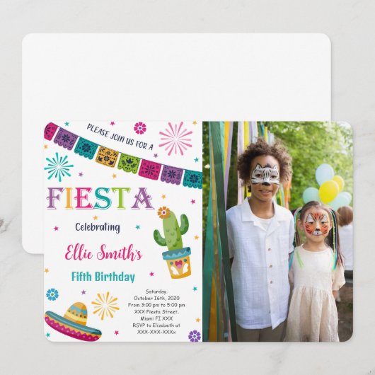Invitation de photo de Fiesta modifiable (Devant / Derrière)