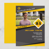 Invitation de photo de gris et de jaunes (Devant / Derrière)