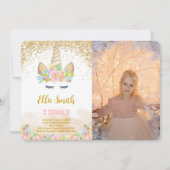 Invitation de photo de licorne mignonne (Devant)