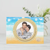 Invitation de photo de mariage de coquillage de cr (Debout devant)