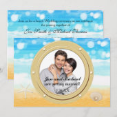 Invitation de photo de mariage de coquillage de cr (Devant / Derrière)