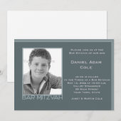 Invitation de photo de Mitzvah de barre de bleu en (Devant / Derrière)