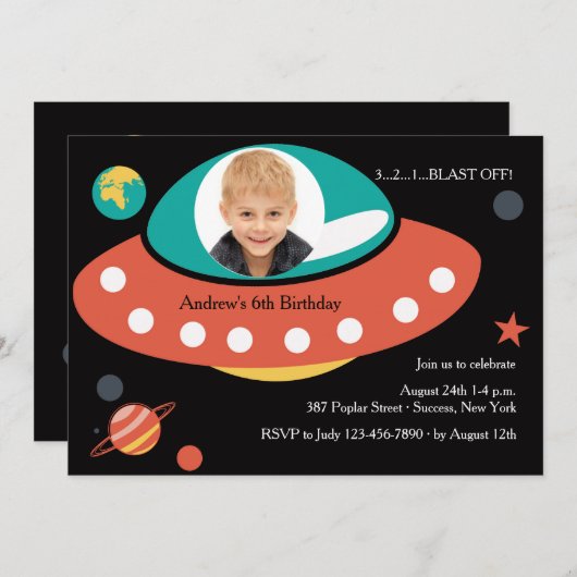 Invitation de photo de partie de l'espace (Devant / Derrière)