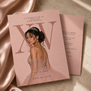 Invitation de photo de Quinceañera Blush Moderne X