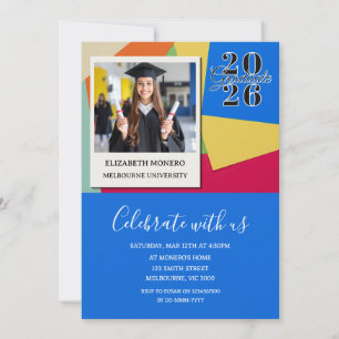 Invitation de photo de remise de diplôme colorée e
