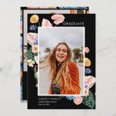 Invitation de photo de remise de diplôme florale d (Devant / Derrière)