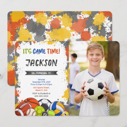 Invitation de photo de sport (Devant / Derrière)