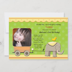 Invitation de photo d'éléphant et de chariot