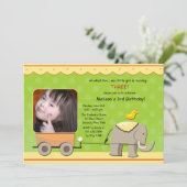 Invitation de photo d'éléphant et de chariot (Debout devant)