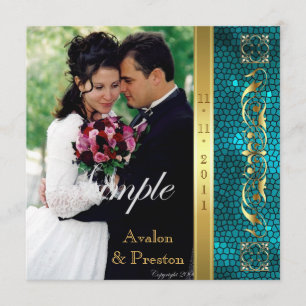 Invitation de photo en verre souillé de Teal