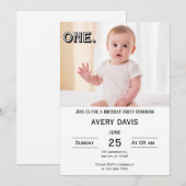Invitation de photo simple pour le premier anniver (Devant / Derrière)