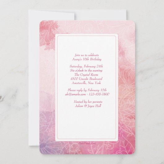 Invitation de photos florales (Dos)