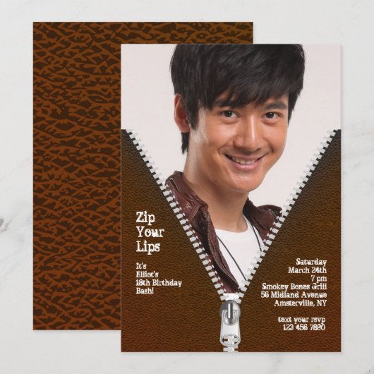 Invitation de photos Zipper Frame (Devant / Derrière)