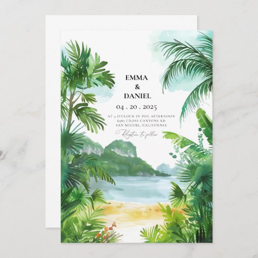 Invitation de Phuket Mariage Thaïlande (Devant / Derrière)