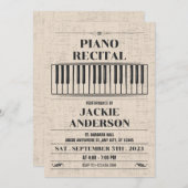 Invitation de piano vintage (Devant / Derrière)