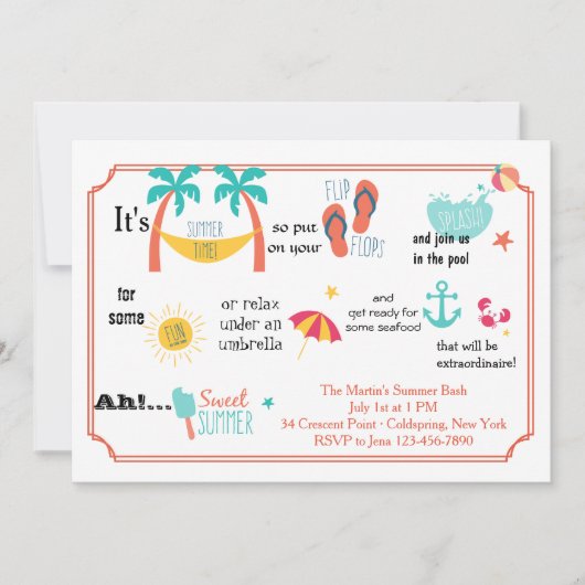 Invitation de Pictogramme de Bash d'été (Devant)