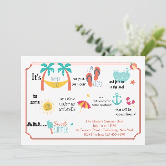 Invitation de Pictogramme de Bash d'été (Debout devant)