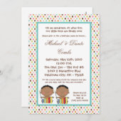 invitation de pièce d'anniversaire de JUMEAU de (Devant / Derrière)