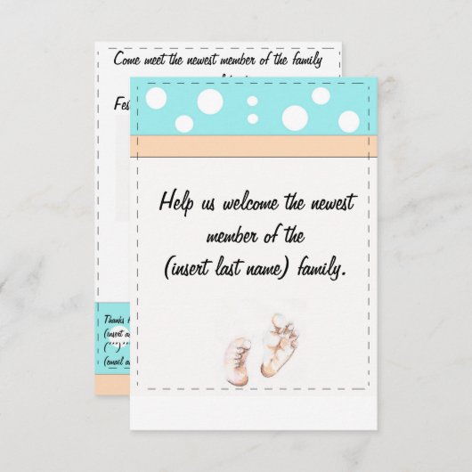 Invitation de pieds de bébé (Devant / Derrière)