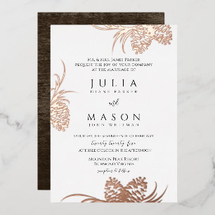 Invitation de Pinecones et de Barn Wood Foil