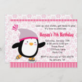 Invitation de pingouins - Anniversaire des filles  (Devant / Derrière)