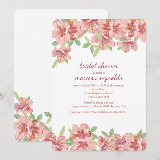 Invitation de Pink Azaleas (Devant / Derrière)