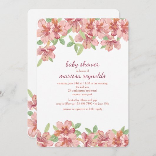 Invitation de Pink Azaleas (Devant / Derrière)