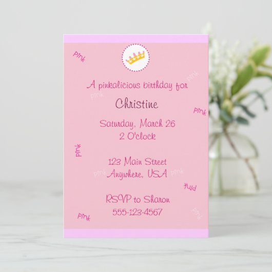 Invitation de Pinkalicious (Debout devant)