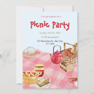 Invitation de pique-nique à l'aquarelle florale bl