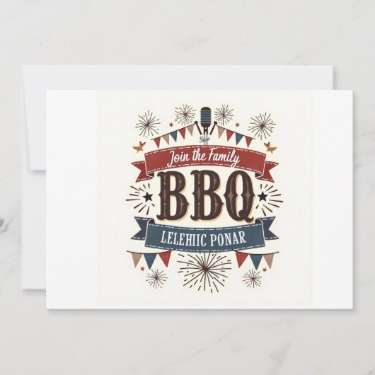 Invitation de pique-nique BBQ vintage – Fête patri (Devant)