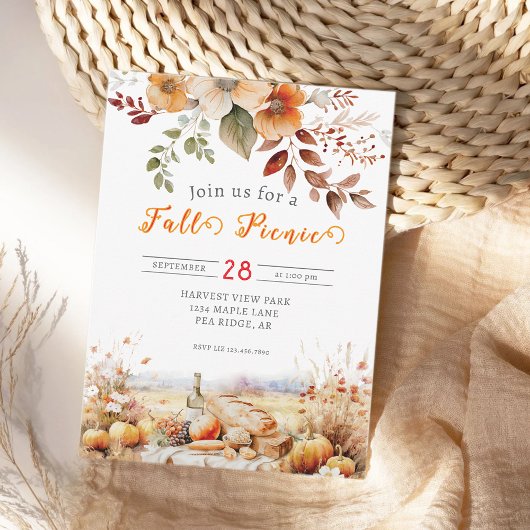 Invitation de pique-nique citrouille Fall