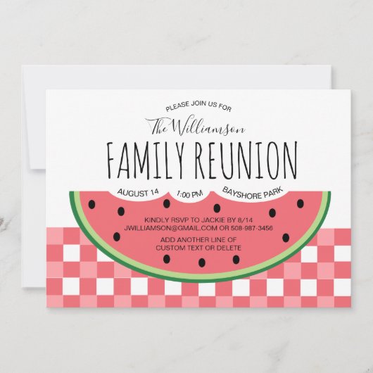 Invitation de pique-nique de pastèque de la (Devant)